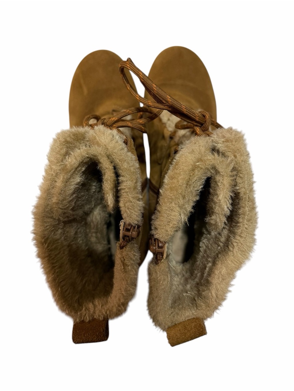 Baretraps "Bonnie" Tan Suede Faux-Fur Wedge Boots Size 7.5 - Picture 6 of 9